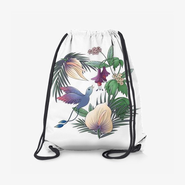 Рюкзак «тропический сад с голубой птицей»