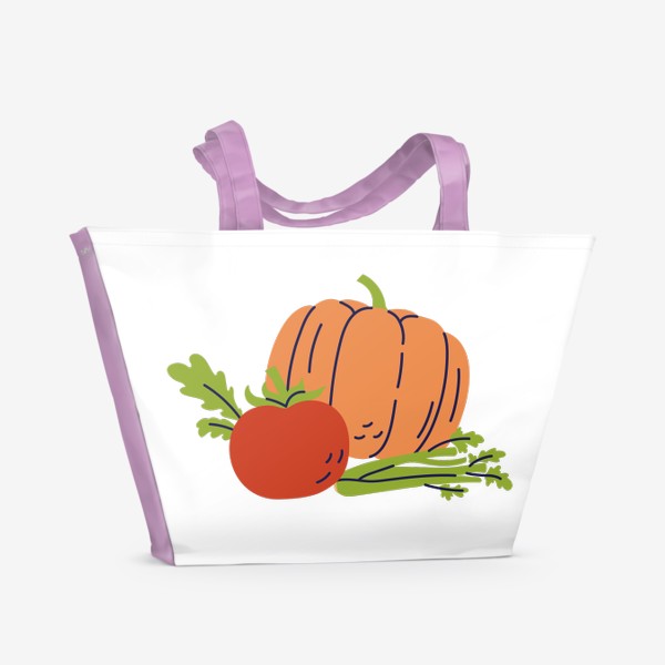 Пляжная сумка «Овощное ассорти. Тыква, томат и сельдерей»