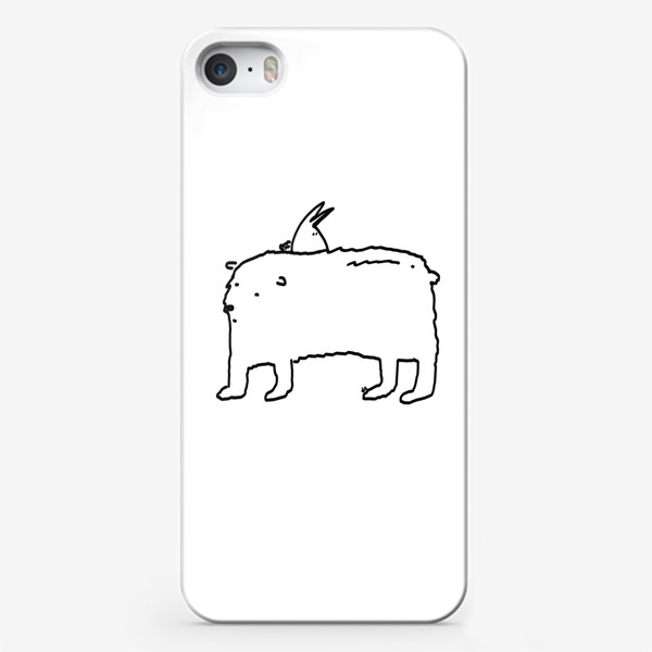 Чехол iPhone «Кролик на медведе. Едет»