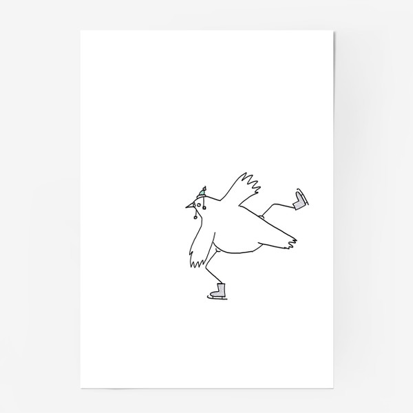 Постер «Птица на коньках. В смешной шапочке»