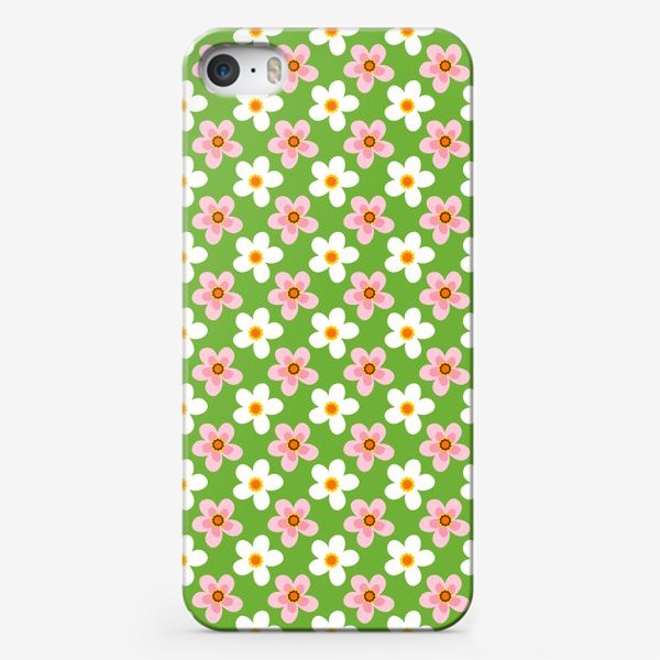 Чехол iPhone «Белые и розовые  цветы»