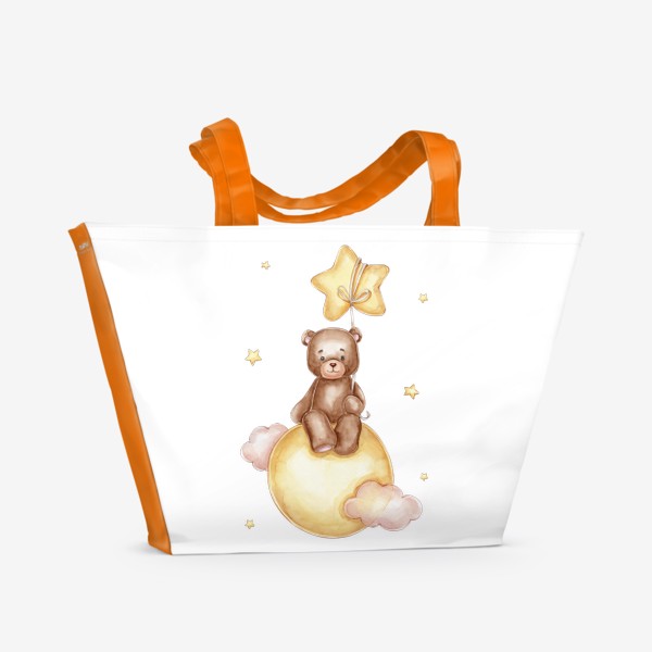 Пляжная сумка «Мишка на Луне со звездой»