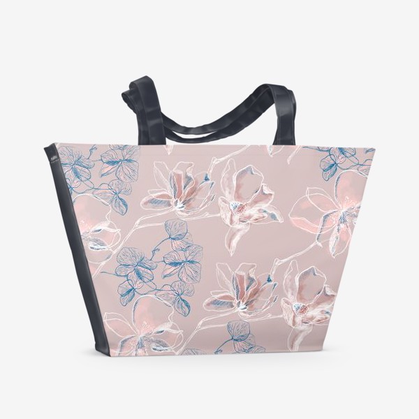 Пляжная сумка «Магнолии на розовом»