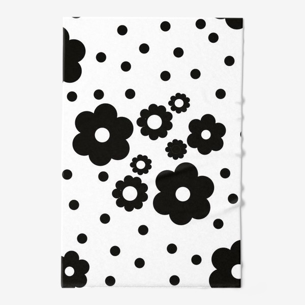 Полотенце «черно-белые цветы»