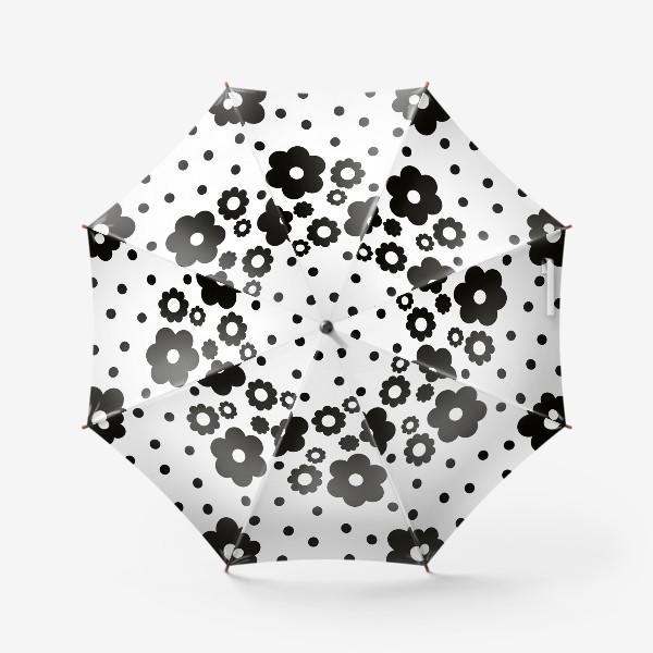 Зонт «черно-белые цветы»