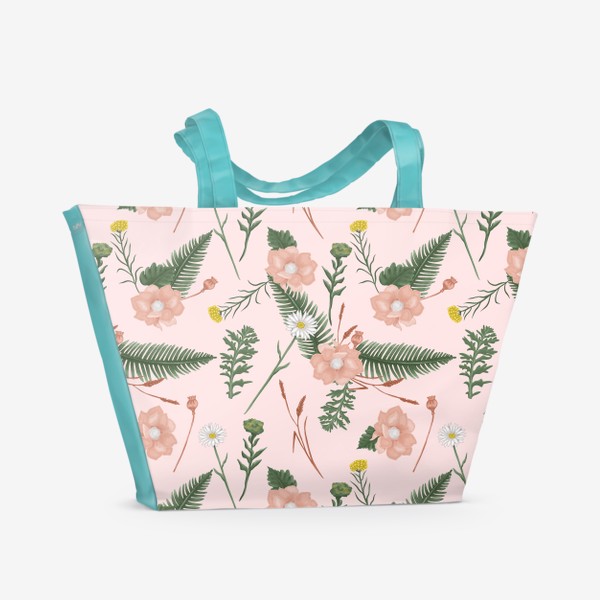 Пляжная сумка «Нежные цветы, стиль бохо, паттерн»