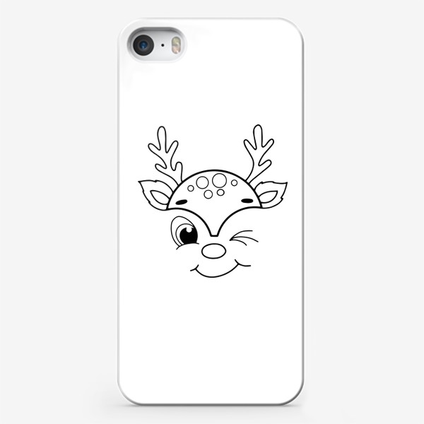 Чехол iPhone «Мордочка оленя. Новый год. Скандинавские животные»