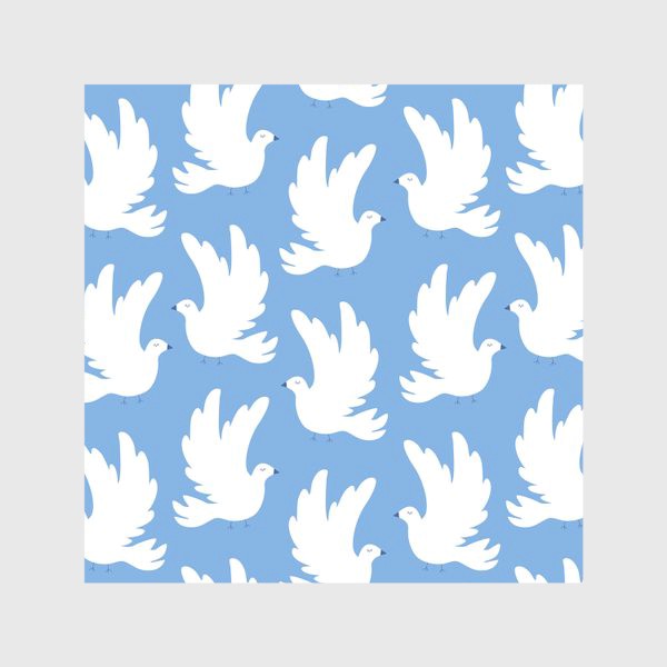 Скатерть «Белые голубки на голубом фоне паттерн»