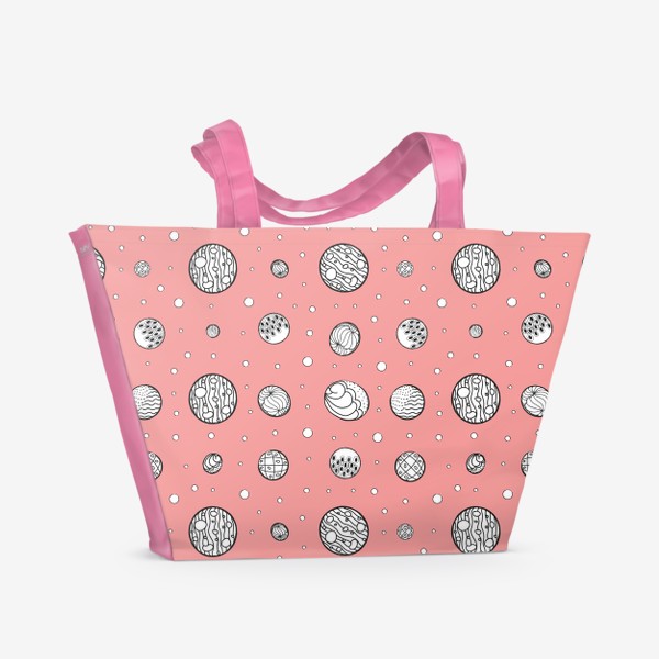 Пляжная сумка «Пузырьки на розовом фоне»