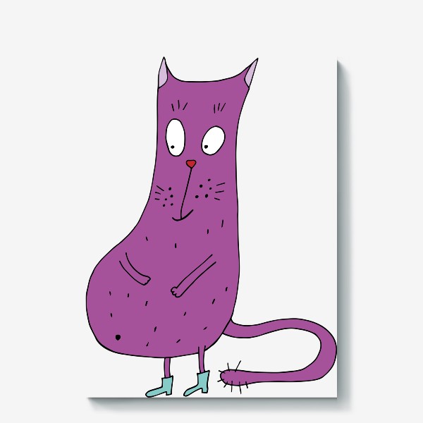 Холст «Смешной фиолетовый кот»