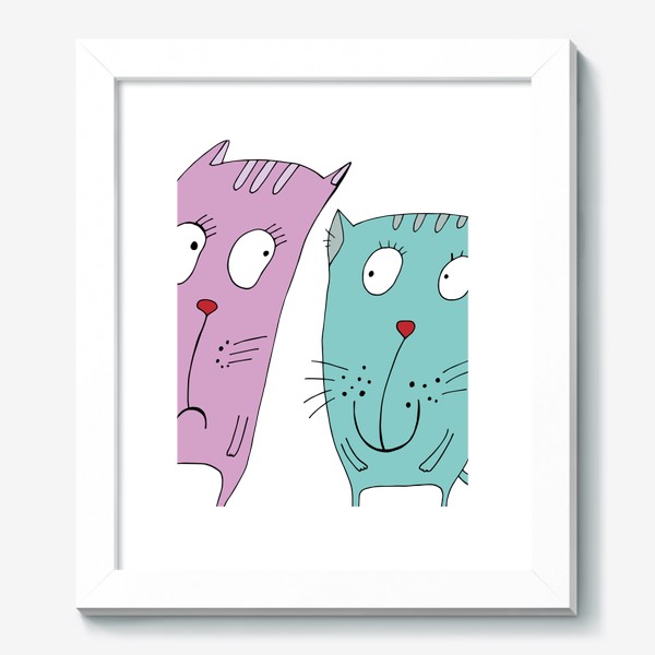 Картина «Смешные кошки. Фиолетовый и голубой котики»