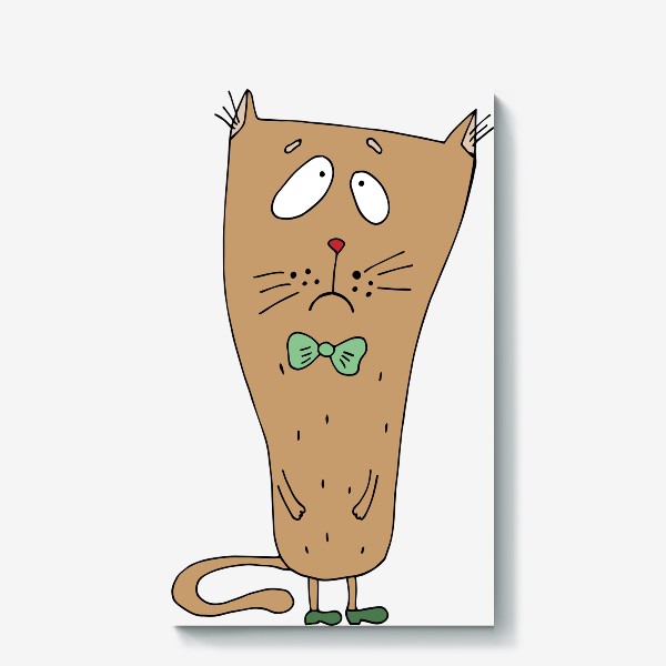 Холст «Кот с зеленым галстуком»