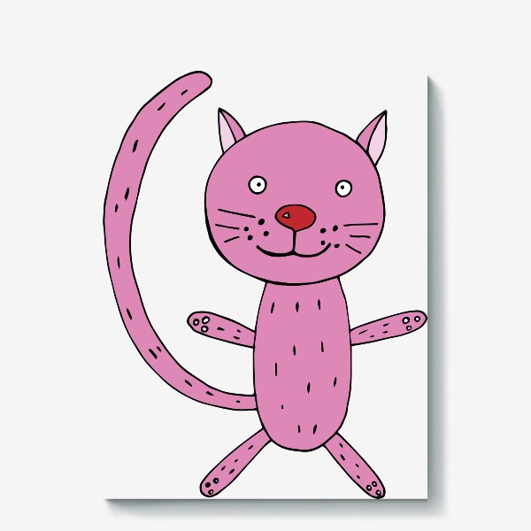 Холст «Розовый милый котик»