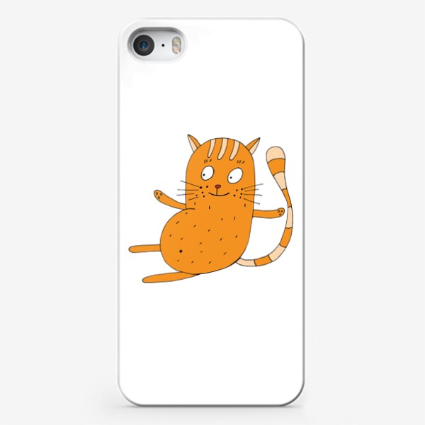 Чехол iPhone «Круглый кот сидит. Смешные коты.»