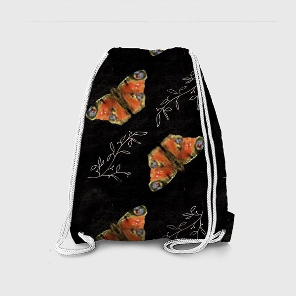 Рюкзак «Бабочки на черном фоне»