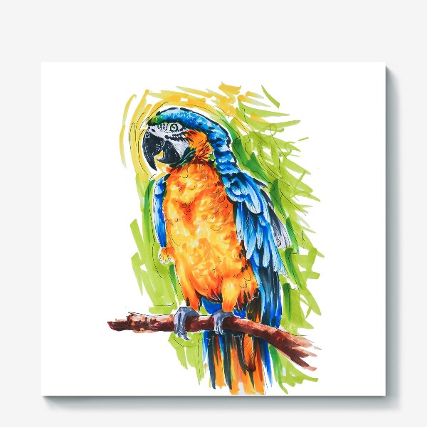 Холст &laquo;Тропическая птица - попугай ара&raquo;