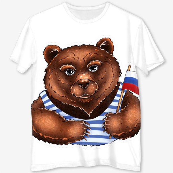Футболка с полной запечаткой «Россия. Символ России бурый медведь»