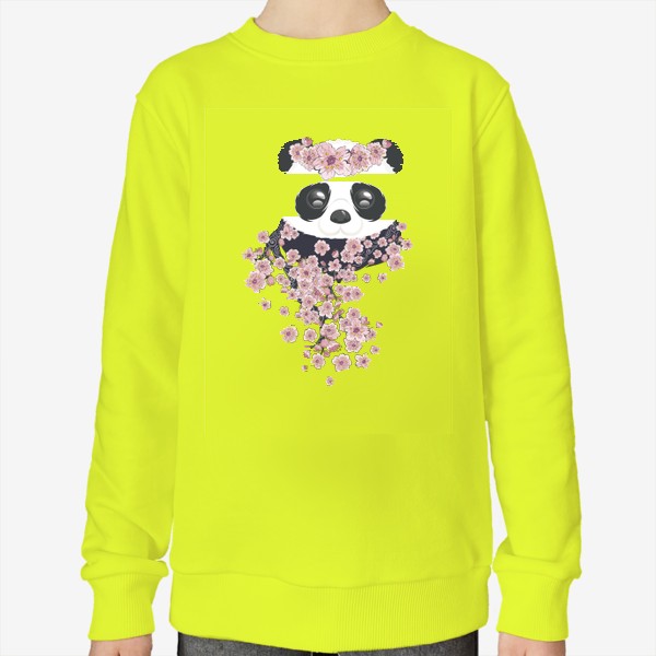 Свитшот «Панда и розовые цветы сакуры на ветвях»