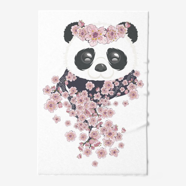 Полотенце «Панда и розовые цветы сакуры на ветвях»