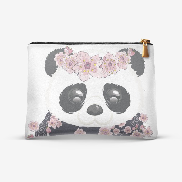 Косметичка «Панда и розовые цветы сакуры на ветвях»
