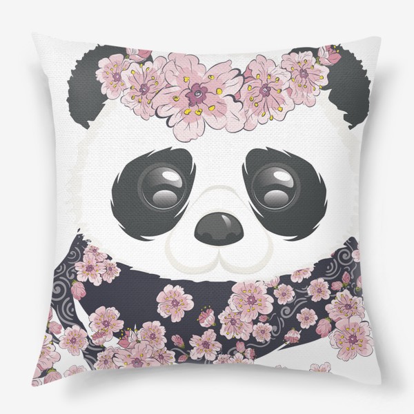 Подушка &laquo;Панда и розовые цветы сакуры на ветвях&raquo;