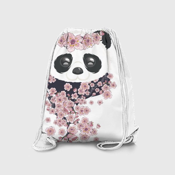 Рюкзак «Панда и розовые цветы сакуры на ветвях»