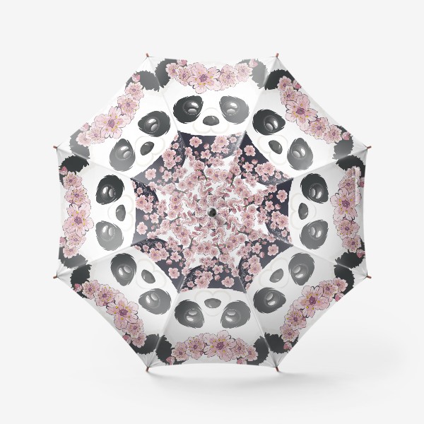 Зонт «Панда и розовые цветы сакуры на ветвях»
