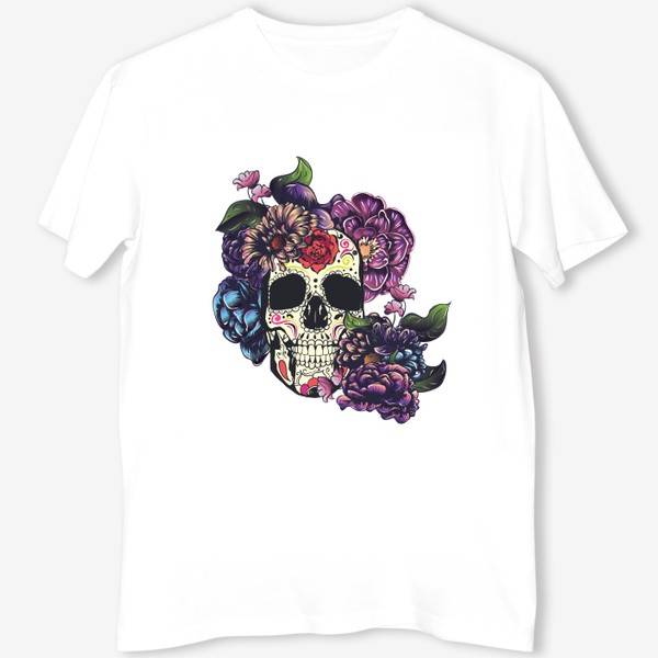 Футболка «Sugar skull череп с цветами»