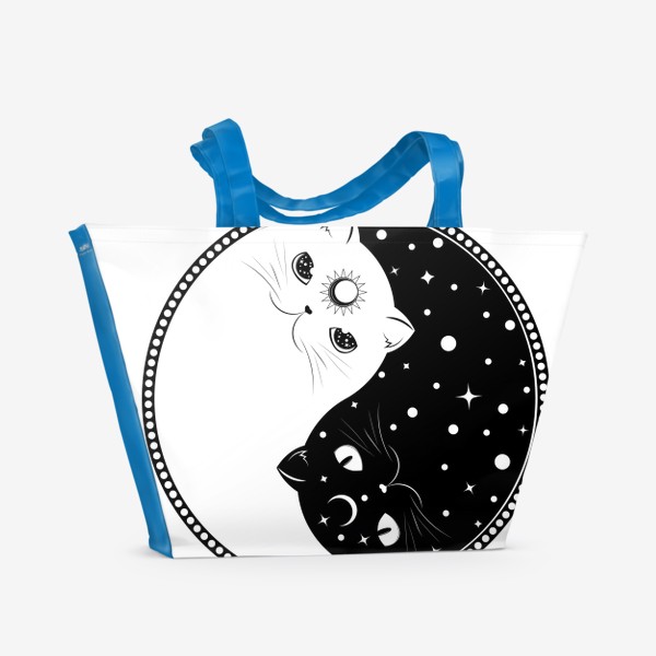 Пляжная сумка «Котик инь и котик янь»