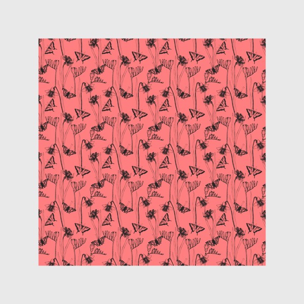 Скатерть «Нарциссы и бабочки на розовом фоне»
