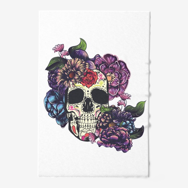 Полотенце «Sugar skull череп с цветами»