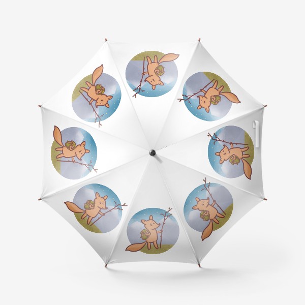 Зонт «Милый лисёнок путешественник. Подарок любителю гор и походов»