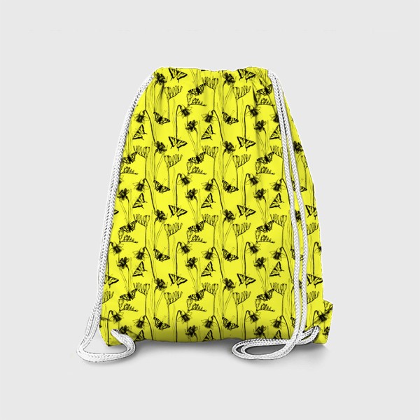 Рюкзак «Нарциссы и бабочки на желтом фоне»