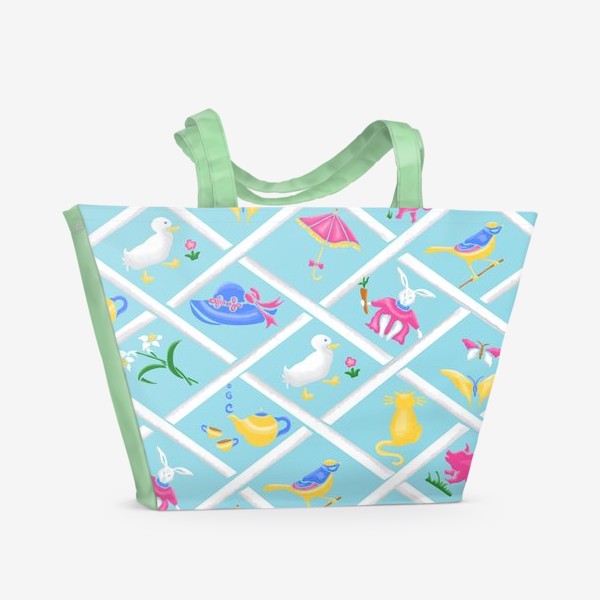 Пляжная сумка «Пикник в саду, паттерн»