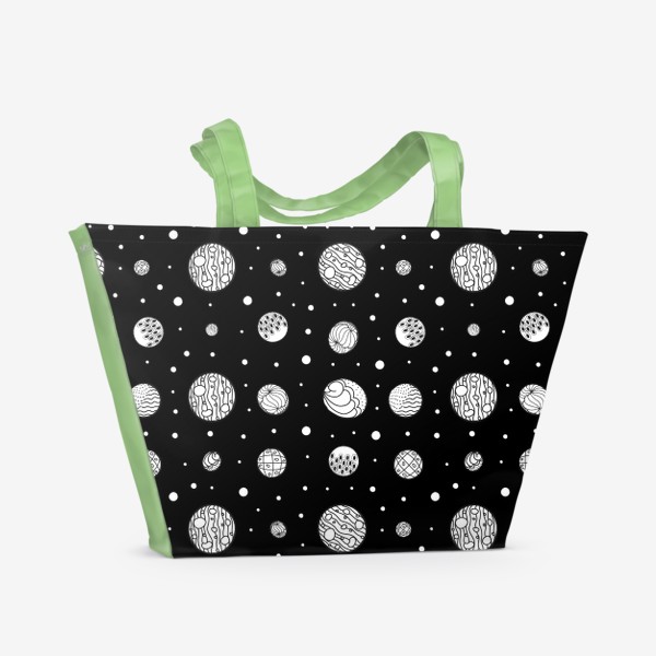 Пляжная сумка «Пузырьки на черном фоне»