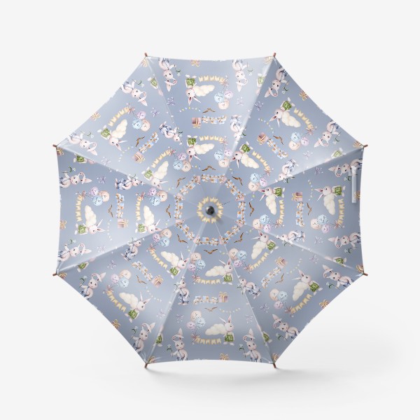 Зонт «Заяц с паровозиком и воздушными шарами. Детский принт зайчик»