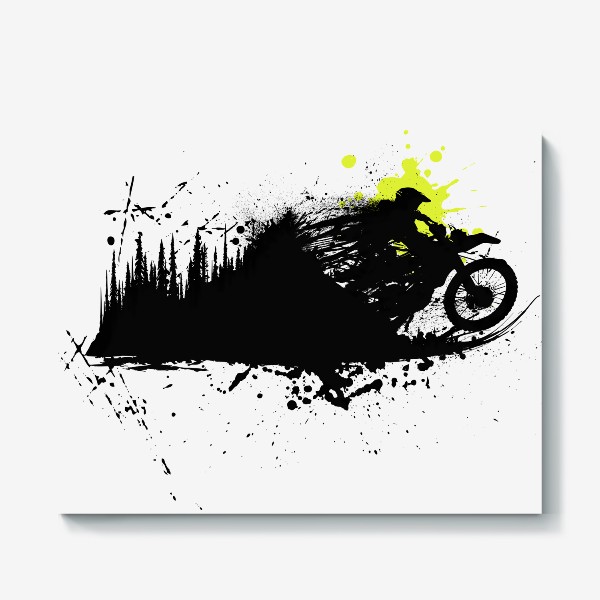Холст &laquo;Мотоцикл, байкер и дорога&raquo;