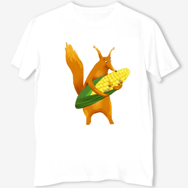 Футболка «Белка держит кукурузу»