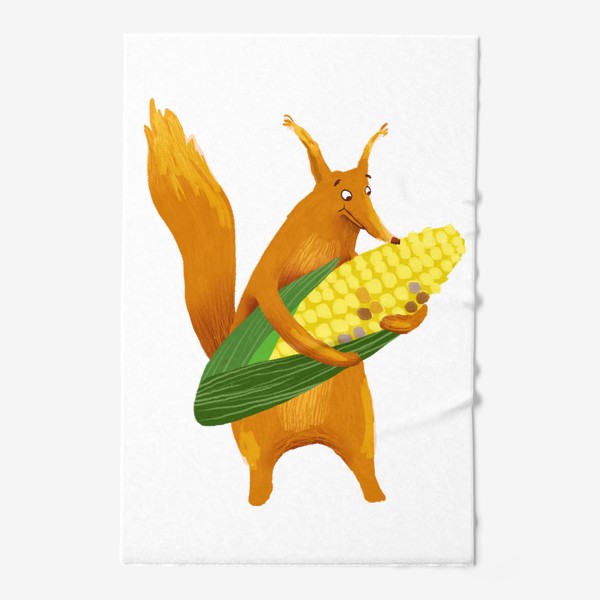 Полотенце «Белка держит кукурузу»