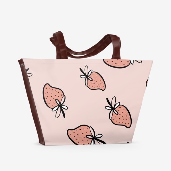Пляжная сумка «паттерн с розовой клубникой »