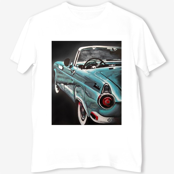 Футболка «Винтажный раритетный автомобиль Форд Thunderbird 1960-х годов бирюзового цвета»