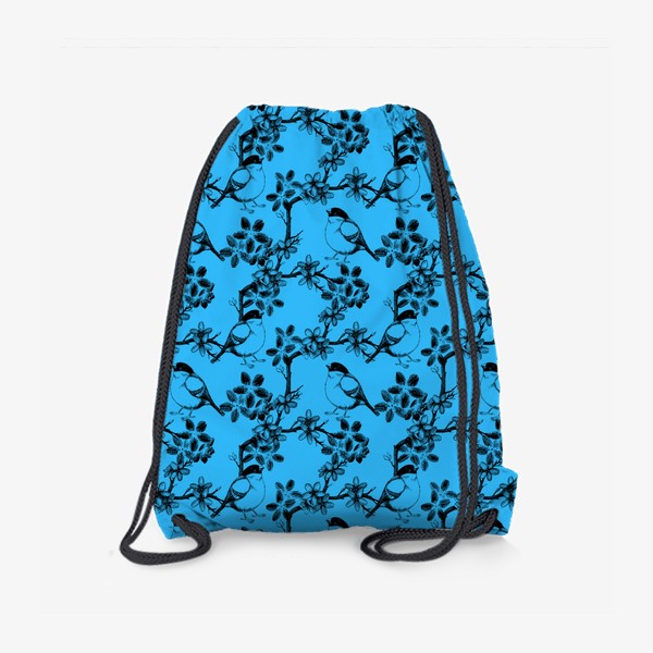Рюкзак «Цветы и птицы на голубом фоне»
