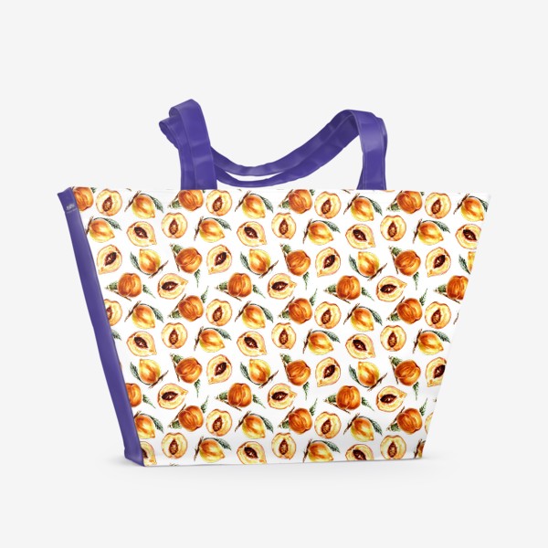 Пляжная сумка «Сочные персики паттерн»
