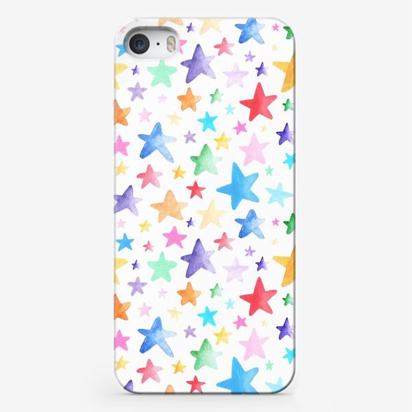 Чехол iPhone «Разноцветные звездочки разного размера на белом фоне.»