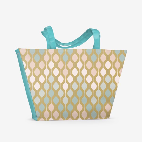 Пляжная сумка &laquo;Винтажный рисунок, геометрический узор на золотистом фоне&raquo;