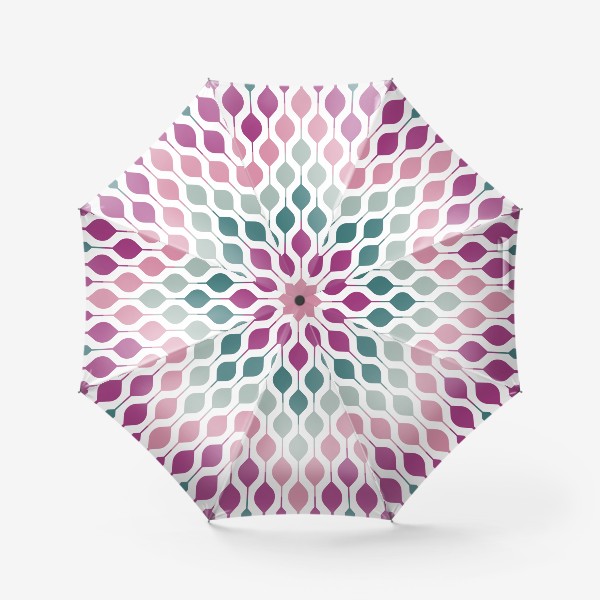 Зонт «Винтажный рисунок, геометрический узор в розово-зеленых тонах»