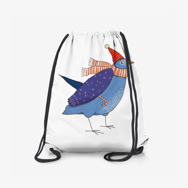 Рюкзак «Синяя птичка в красном колпачке»