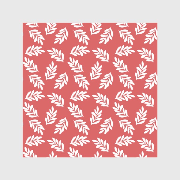 Скатерть «Растительный орнамент листья на коралловом фоне»
