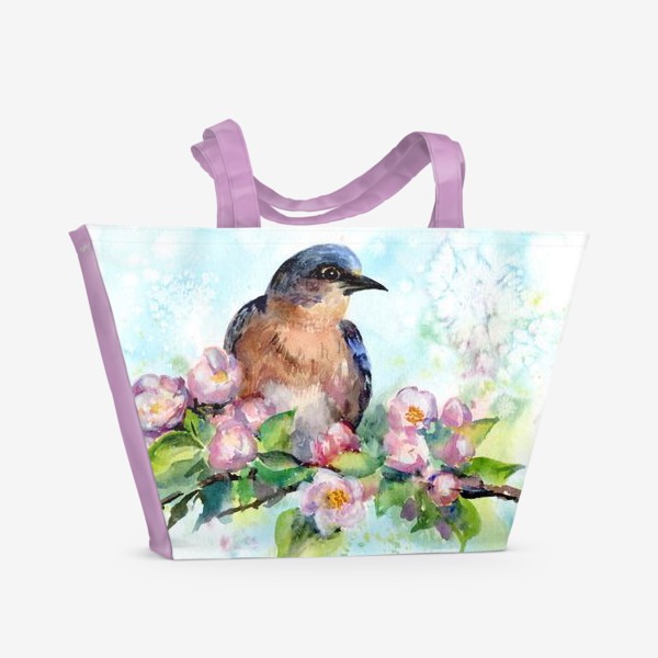 Пляжная сумка «птица в цветах»