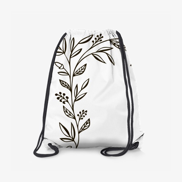 Рюкзак «рисунок черной линией растения с цветами»